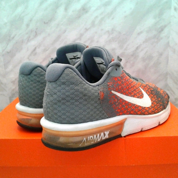 NIKE Mens AIR MAX Sequent 2 mens Size 8 womens 9.5 ORANGE GREY WHITE 852461-008 - Picture 3 of 6